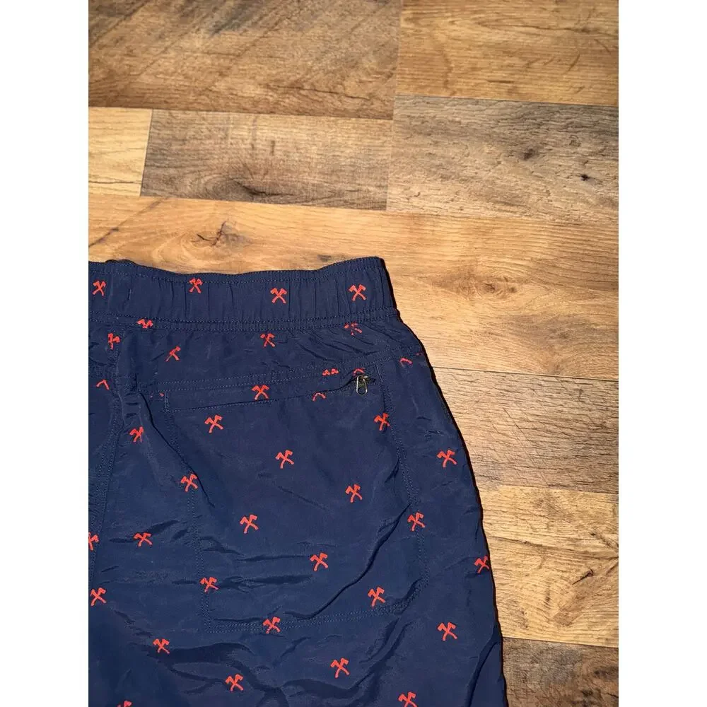 The north face men’s navy & red swimming trunks